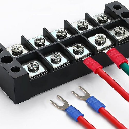 ANGSTROM Fork Spade Terminals, Insulated Electrical Crimp Connectors 100pcs (16-14ga Blue, #8 Stud)