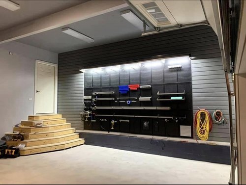 OmniWall Modular Metal Pegboard System, 16x48 inches, Steel Construction, Wall-Mounted Tool Storage (Black, Horizontal)