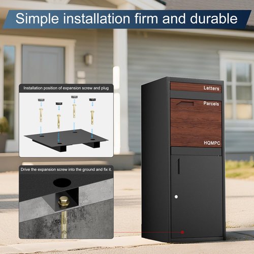HQMPC Package Drop Box for Outside,Size 16.4"x 15.2"x 40.4"Weight is 20 kgs, Steel Delivery boxes Anti-Theft Lockable Package Delivery locker for Outside, Porch, House, Assembled parcel box