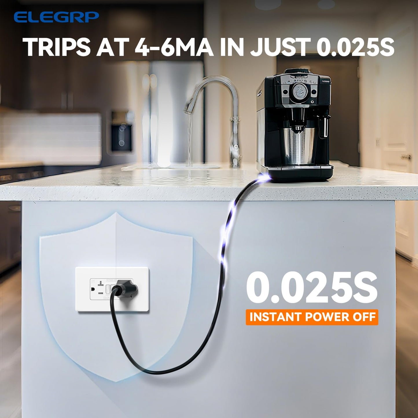 ELEGRP GFCI Outlet 20 Amp, Self-Test GFI Electrical Outlet with Thinner Design, TR Tamper Resistant GFCI Receptacle, Ground Fault Circuit Interrupters with Wall Plate, UL Listed, Matte White, 1 Pack