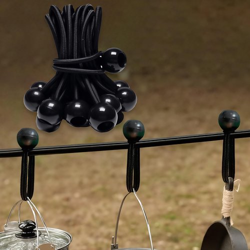 30pcs Black Ball Bungee Cords – 4 Inch Heavy-Duty Stretch Tie Down for Canopy, Tarp, Camping, and Storage