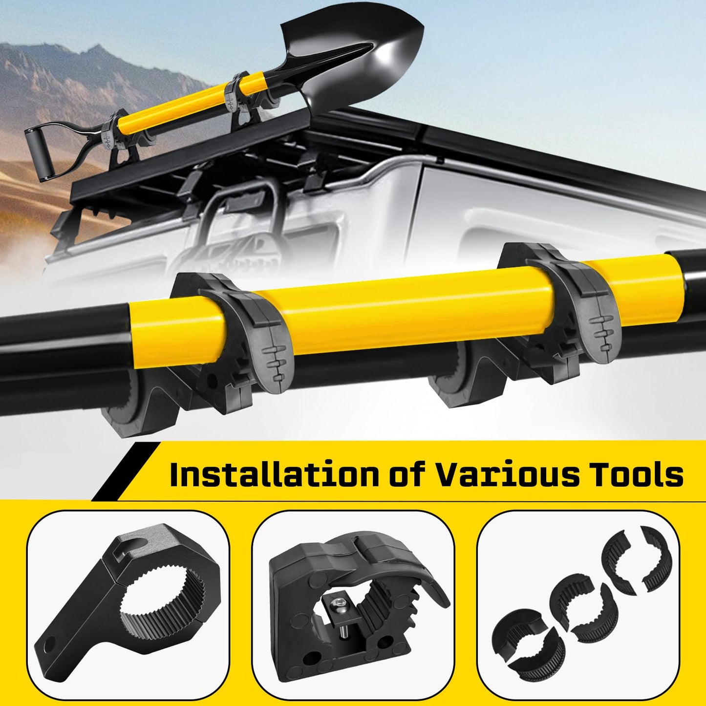 2-Pack Quick-Release Rubber Clamp with Roll Bar Clamps Mounting Brackets for 1" 1.5" 1.75",Rubber Mount Clamps for 1-1/7'' to 1-3/7'' Diameter in Diameter Tools for ATV UTV Truck Snowmobile Golf Cart