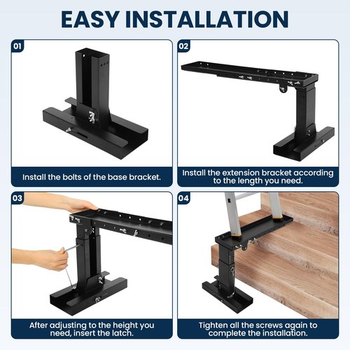 Ladder Extender Pro, Heavy-Duty Ladder Leveler, 20"-29.9" Adjustable Length Range Ladder Stabilizer, 10.4"-17.5" Adjustable Height Range Foldable Ladder-Aide for Single and Extension Ladders