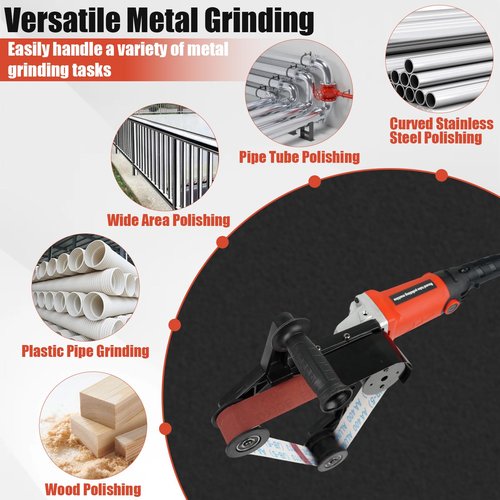 BBTEQEKN Pipe Tube Polisher Sander, 110V 800W Pipe Belt Sander with 6 Variable Speeds 500-10000rpm, Handheld Grinding Sanding Tool with 50PCS Sanding Belts for Burnishing Finishing Rust Removal