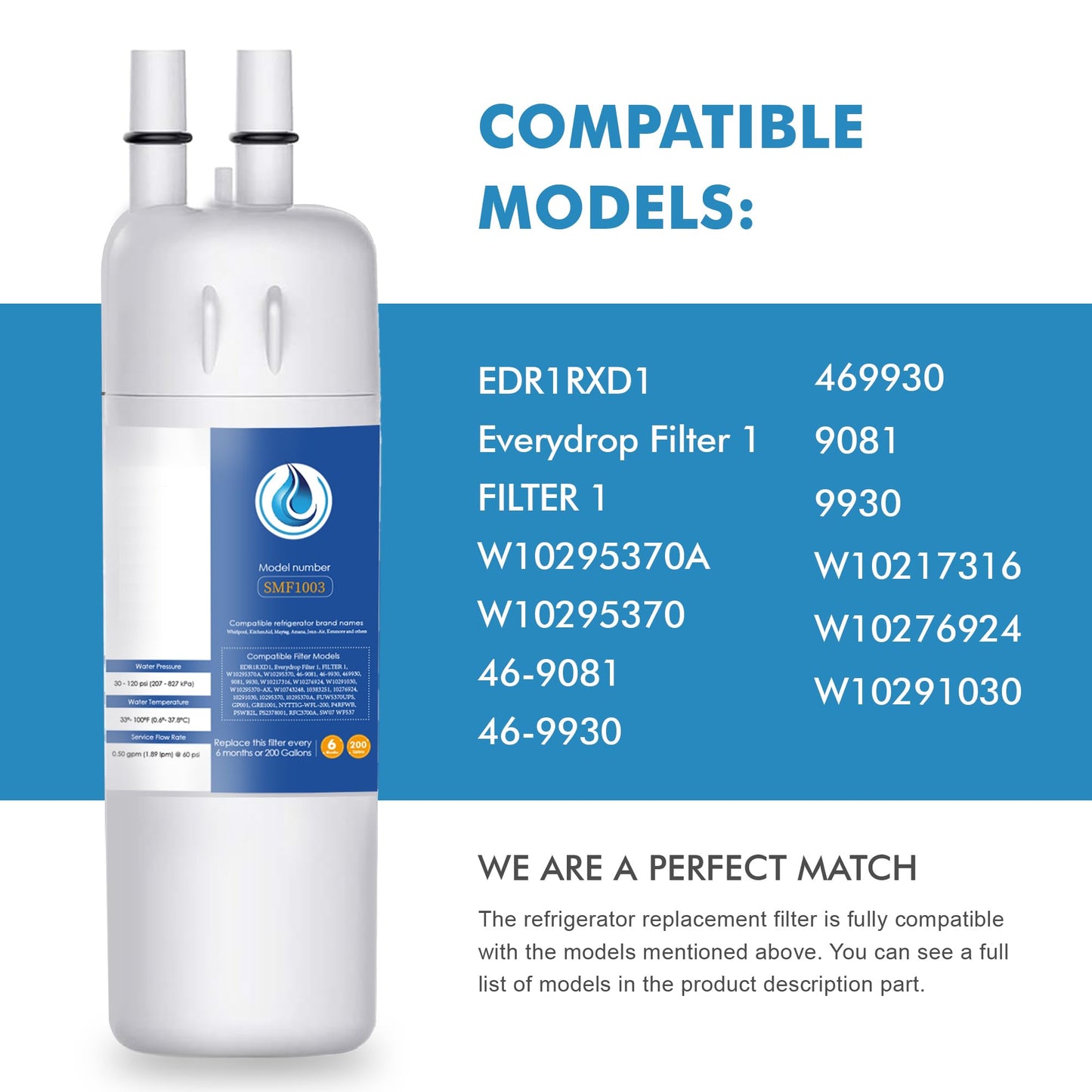 Replacement for EDR1RXD1, W10295370A, WHR1RXD1, Compatible with Kenmore 46-9081, 9081, 46-9930, 9930, P4RFWB, P8RFWB2L, W10276924, W10291030-3 Packs