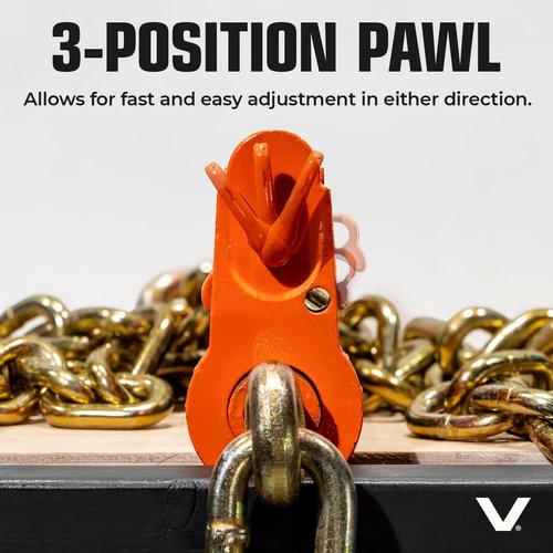 VULCAN Folding Handle Load Binder (Four Pack) with 2 Grab Hooks - Ratchet Style - 7100 Pound Safe Working Load (Works with 5/16 Inch or 3/8 Inch Grade 70 and Grade 80 Chain)