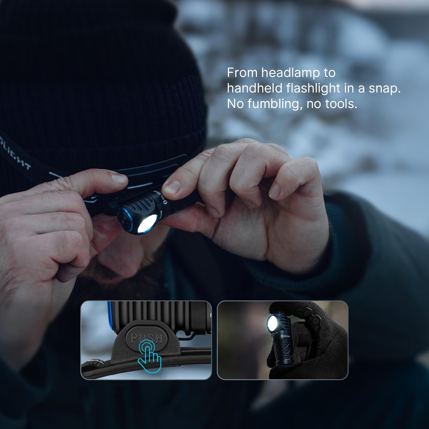 OLIGHT Perun 3 Mini Headlamp 1250 Lumens LED Head Flashlight,Rechargeable Headlight with Red Light Option,Perfect for Working, Hiking, Camping and Climbing (Cool White 5700K~6700K, Black)