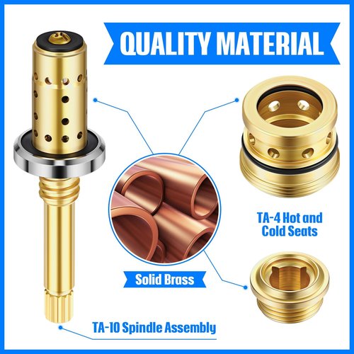 Enhon Valve Rebuild Kit - Compatible with Symmons Temptrol, TA-10 Spindle, TA-4 Hot & Cold Seats, T-11 Washer, Fix Tub/Shower Valve Leak, Solid Brass