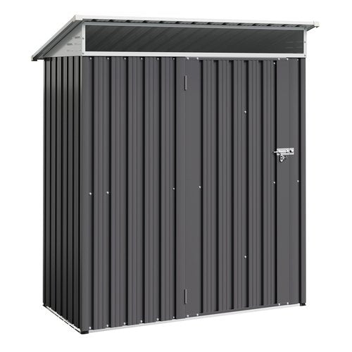 Shintenchi 5x3 FT Outdoor Storage Shed with Window, Outdoor Waterproof Storage Shed Metal Garden Shed with Lockable Single Door, Weather Resistant Tool Storage House Shed for Garden,Backyard,Dark Gray