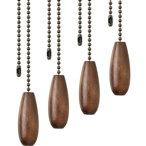 4 Pieces Ceiling Fan Chain Pulls Extender Wooden Pull Chain Extension Ornaments for Ceiling Light Lamp Fan(Walnut Color)