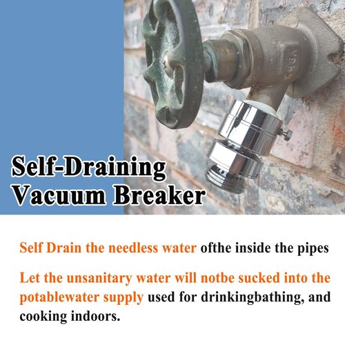 Ebrmeiwo PK1390 Self -Draining Vacuum Breaker Replacement, Outdoor Faucet Adapter, 1-1/16'' Female Fine Thread