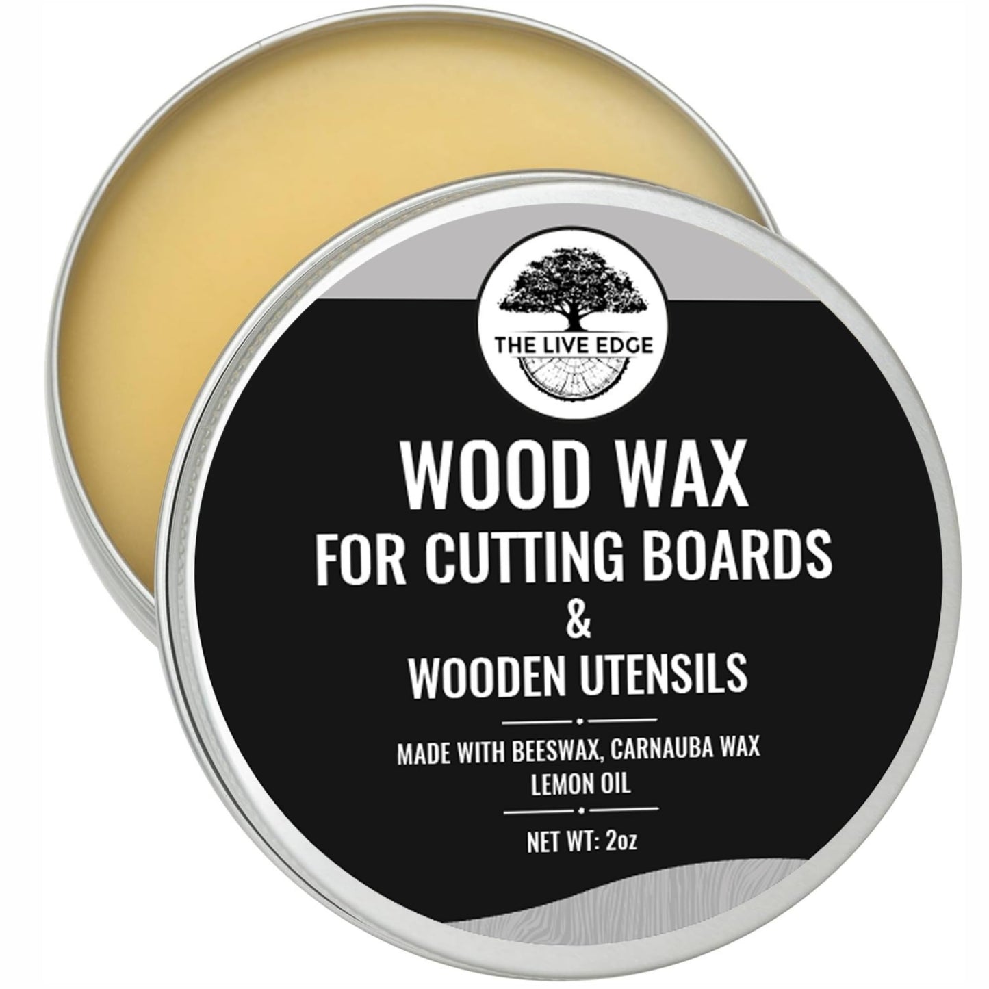 2oz Food Grade Beeswax Wood Polish For Wood Cutting Board Wax & Wooden Cooking Utensils | Carnauba Wax For Butcher Block, Cutting Board Conditioner and Furniture Polish and Cleaner