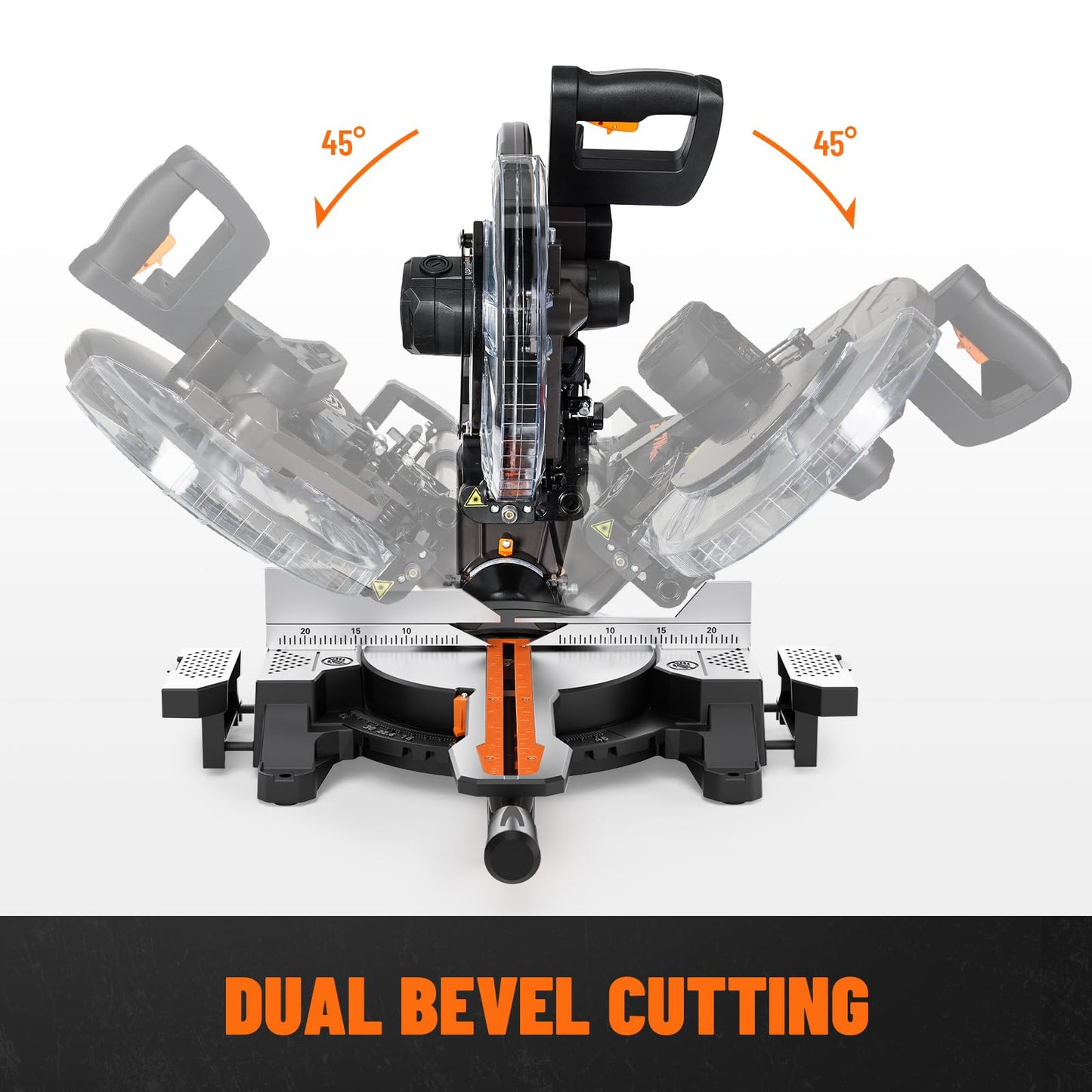 DOVAMAN 12-Inch Dual-Bevel Miter Saw, Compound Sliding Miter Saw, Ambidextrous Operation, 3800RPM, 4.2 x 13in Cutting Capacity, Laser Guide, 0-45° Bevel & Miter Cut, 9 Positive Stops, 15-Amp Corded