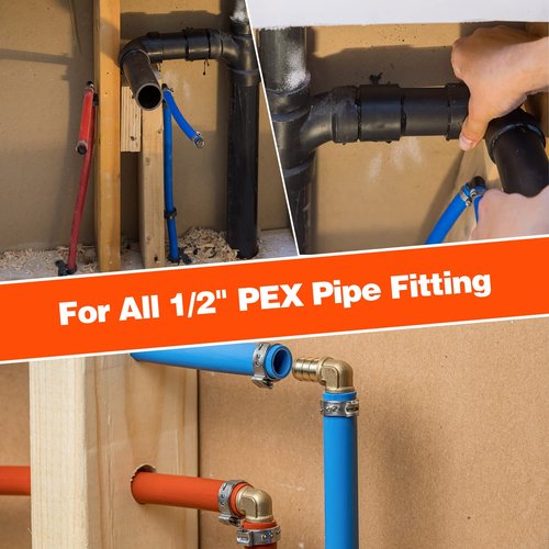 100 Pack 1/2 Inch PEX Cinch Clamps, Stainless Steel Single Ear Hose Clamps, for PEX Pipe(1/2", 100 Pack)