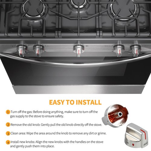 Allstare Stainless Steel 5304509064 Kip 5R93 Stove knobs Replacement for Frigidaire Stove Parts Oven Knobs 5304509929 FGGF3036TFA Gas Range Parts Cooktop Control Knobs 1 Pcs