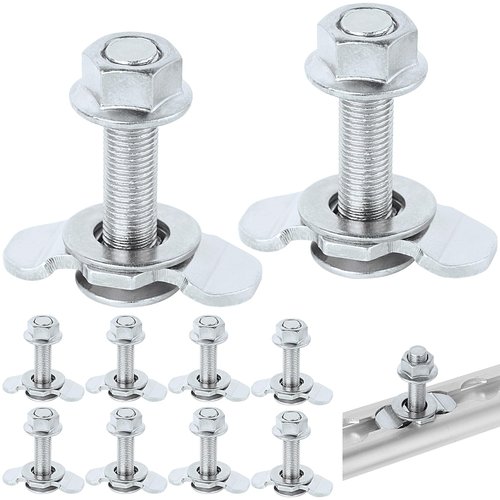 PALOZO L Track Threaded Stud Fittings L-Track Threaded Double Stud Lug Fitting Tie Down, Used with L Track Rails for Truck Bed or Trailer Cargo Control, Pack of 10, Sliver