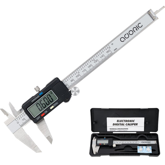 Adoric Digital Caliper, Electronic Digital Caliper Stainless Steel Body with Large LCD Screen | 0-6 Inches | Inch/Millimeter Conversion