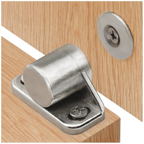 Magnetic Door Catch, 4 Pack Pull Strong Magnet Cabinet Latches Premium Quality Zinc Alloy Hardware Cabinet Magnetic Catch for Kitchen Closet Door Closing Magnetic Door Catch Cupboard Closer - Silver