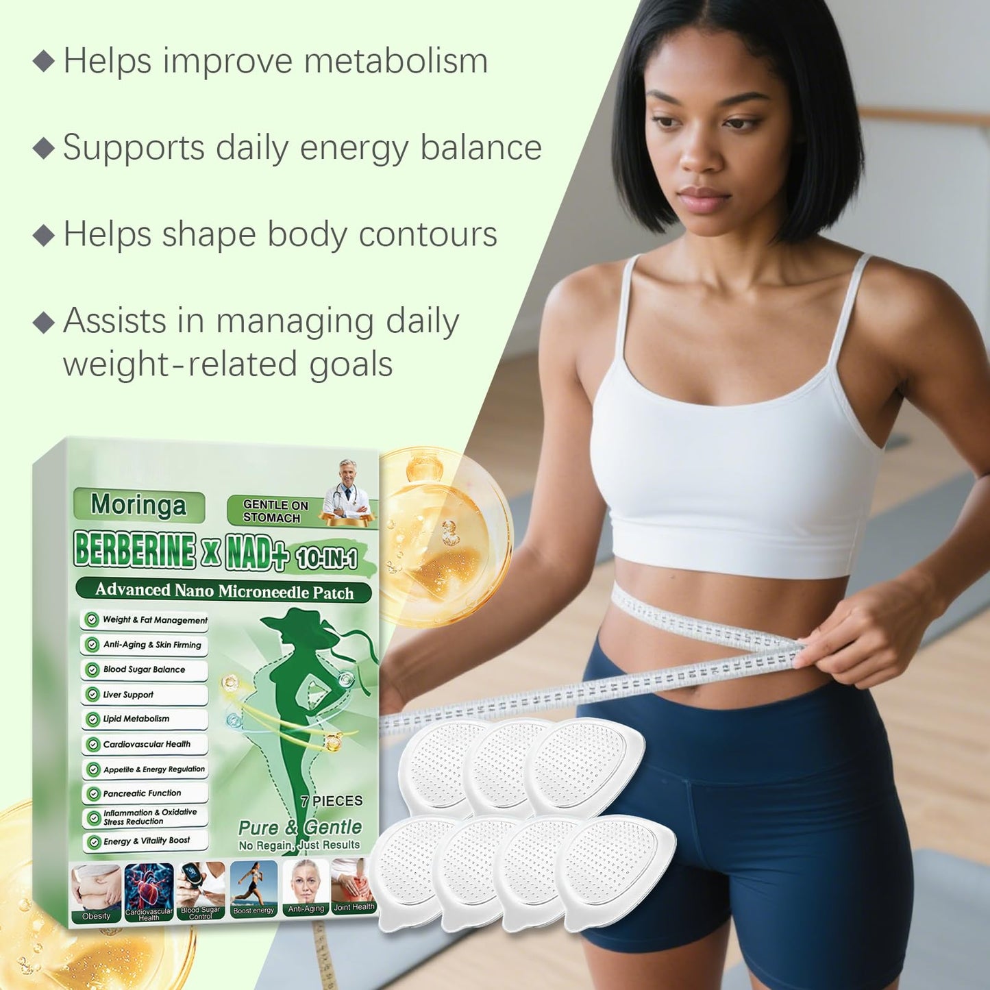 Qleovo Moringa Berberine Patch – 10-in-1 Nano Microdart Technology, Advanced Herbal Skin Patch for Women & Men, Gentle Non-Irritating Design (1 box)