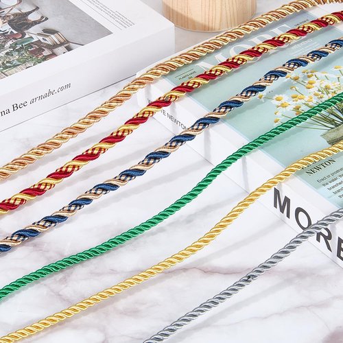 CABODYALS 5MM 3 Ply Dark Green Twist Grad Honer Cord Trim Braid Christmas Shiny Satin Twine Thread String Graduation Twined Decorative Thick Rope Cords for Sewing Making Home Decor Craft Drawstrings