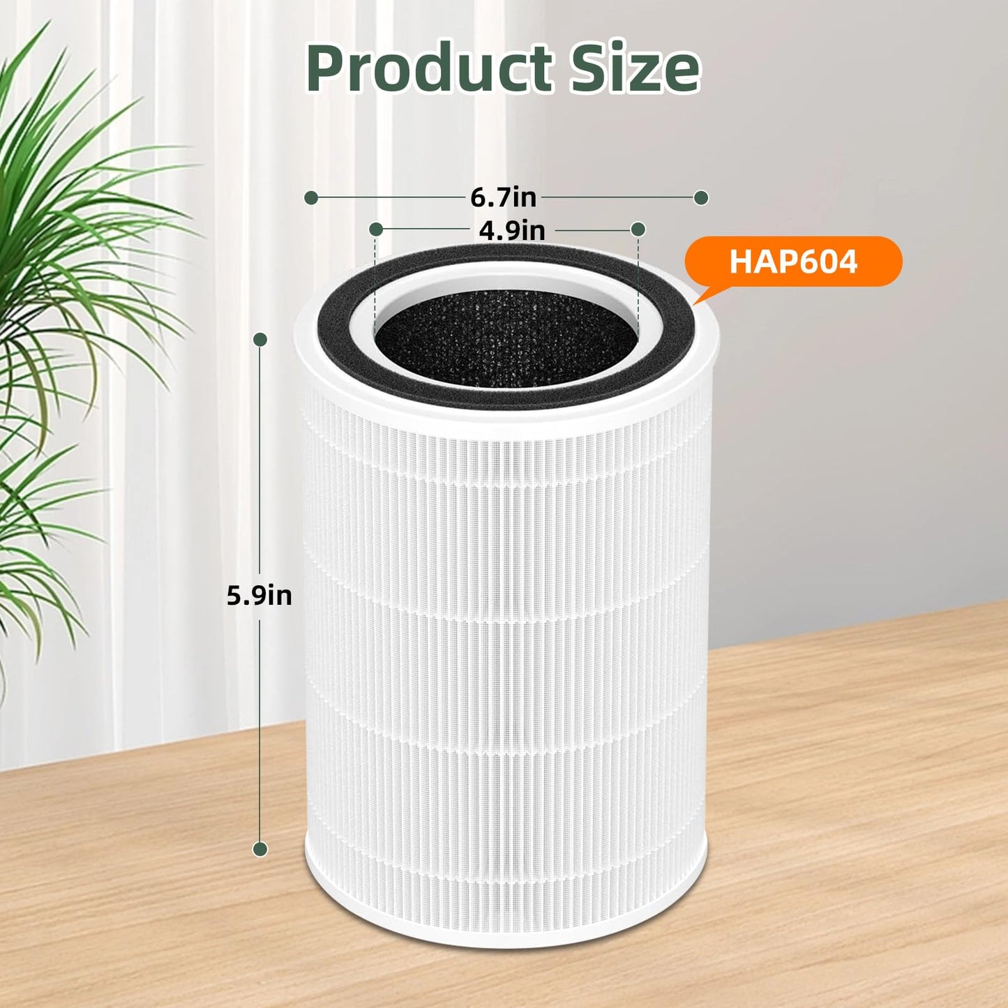 Doifyn 2Pack HAP604 Replacement Filter for ECOSELF HAP604, 3-In-1 Air Filter Efficiency Activated Carbon Filtration System, White