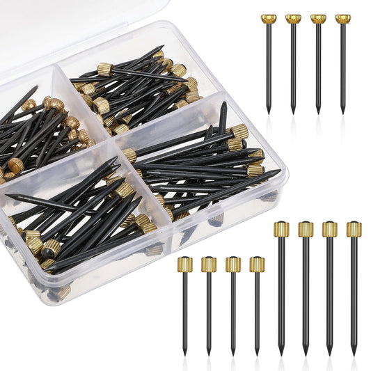 90 Pcs Nails for Hanging Pictures, 3 Different Size Small Nail for Picture Hangings Sturdy Pictures Frame Nail Picture Hanging Nails with Plastic Box (Black Gold)