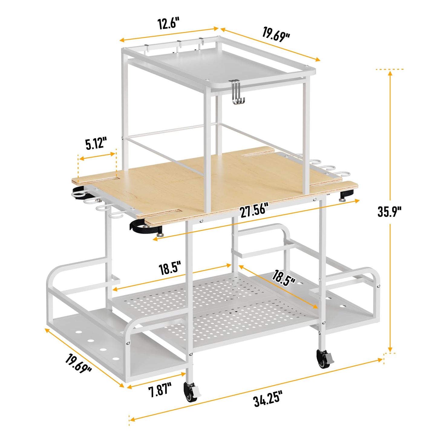 bimiti Freestanding Ski Rack for Garage, 2-Tier Ski Organizer with Storage for 4 Pairs of Skis, Boots, Poles, Goggles & Helmet, Space-Saving Ski Storage Rack for Home