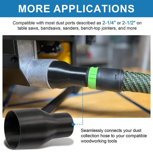 27mm Hose Adapter for 2-1/2" Dust Collection Ports Replacement for Festool Vacuum Hose Adapter - Compatible with Festool D27/32 (27mm) and Bosch VAC005 Hoses