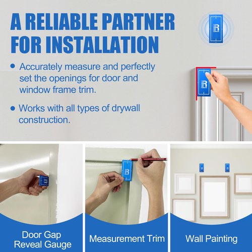Magnetic Stud Finder, 1/4"、1/2" Reveal Gauge Tool, 1/8" Door Reveal Gauge, Stud Finder for Locate Screws and Accurate Jamb Marking