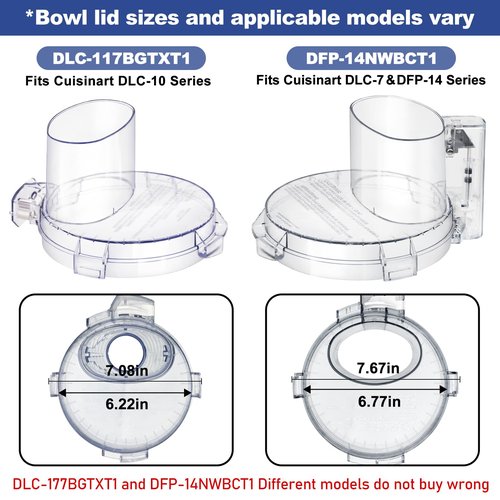 4 Locking Tabs DFP-14NWBCT1 Replacement Clear Food Processor Work Bowl Cover, Compatible with Cuisinart Tritan food Processor Only fits Bowl DLC-005AGTXT1,Fits Model DFP-14, DFP-14BCN, DFP-14BCHN