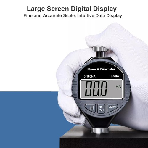 Uharbour Hardness Tester, Durometer Shore Type A 0-100HA, Digital Durometer 0.1HA Resolution, with Large LCD Display for Rubber, Plastic, Tire, Leather, Wax