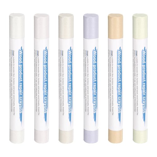 HARFINGTON Wood Filler Sticks 6 Colors Wooden Wax Touch Up Furniture Repair Crayons for Times Fabric, Wood, Titanium White, Light Taupe, White, Milk White