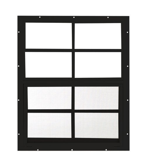 Shed Windows 18x23 (1-Pack) | Sliding Windows with Tempered Glass & Screens | Flush Mount, Black Aluminum Frames for Sheds, Chicken Coops & Playhouses