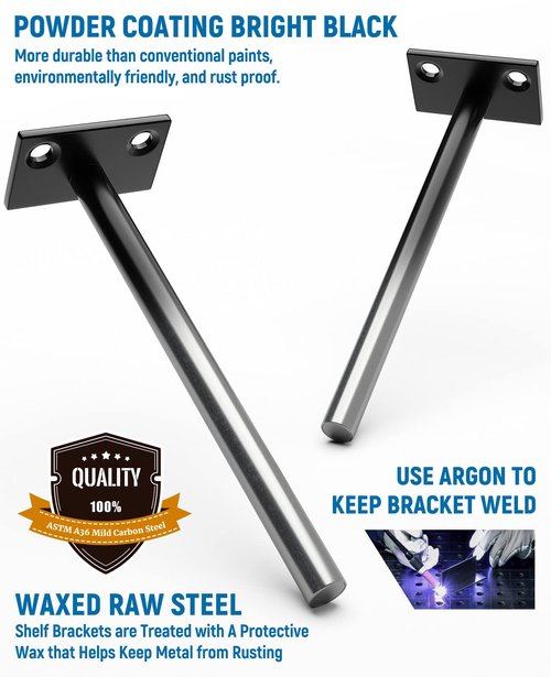 LEOPO 12 Pack-6 inch Floating Shelf Bracket, Hidden Brackets for Wood Shelf