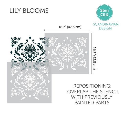 STENCILIT® Victorian Wall Stencil for Painting - 2 Pack of 14 x 23 in, Wall Stencils for Painting Large Pattern, Damask Large Wall Stencils