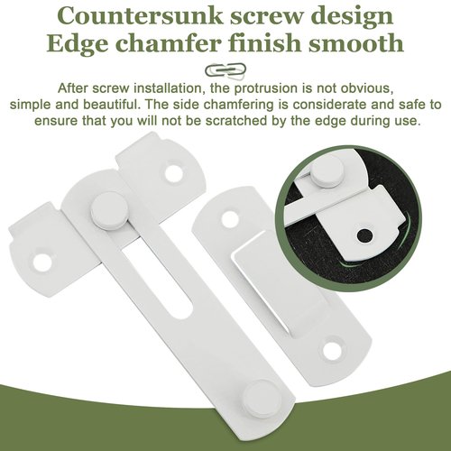 Alise Flip Latch Gate Latch,4 inch Stainless Steel Barn Door Lock,Anti-Theft Lock,Safety Door Lock for Wooden Fence,White Finish MS9001W