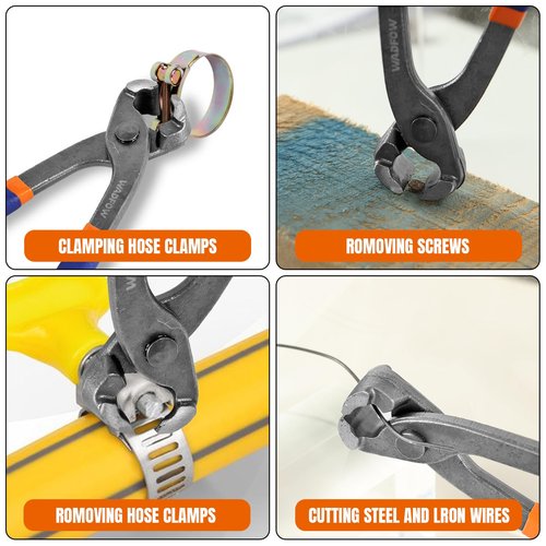 WADFOW Nail Puller,Pliers,End Cutting Pliers, Carpenter Pincer Tool,Ear Clamp Nail Puller Pliers for Pulling Nails or Cutting Wires,2 PCS Pliers Set, 9" and 10",WPS8302, Blue