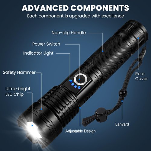 ALSTU 990,000 High Lumens Rechargeable Flashlights - 3 Pack Bright LED Flash Light for Home, 5 Modes Handheld Flashlight for Camping Emergencies