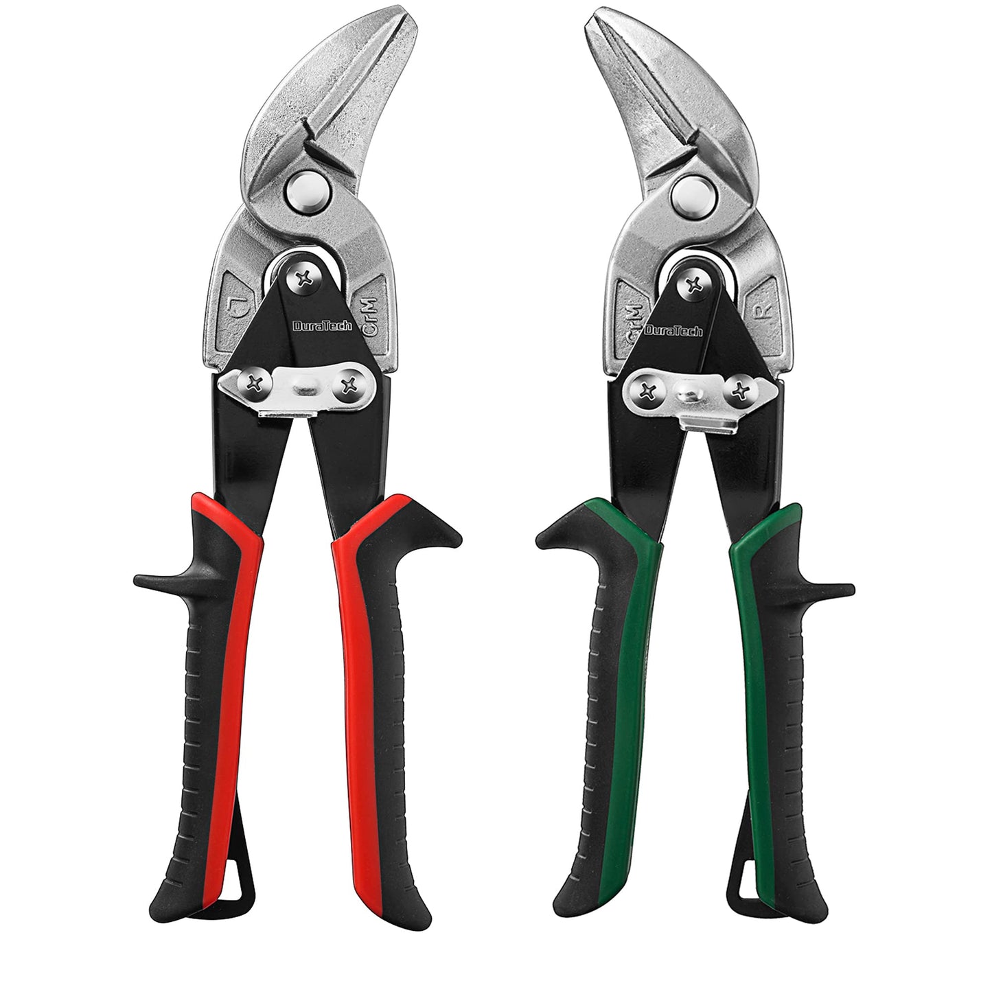 DURATECH 10 Inch Aviation Tin Snips Set, Left and Right Cut, Cr-Mo Steel Blade, Ergonomical Handle with Hang Hole and Safety Latch, for Cut Sheet Metal