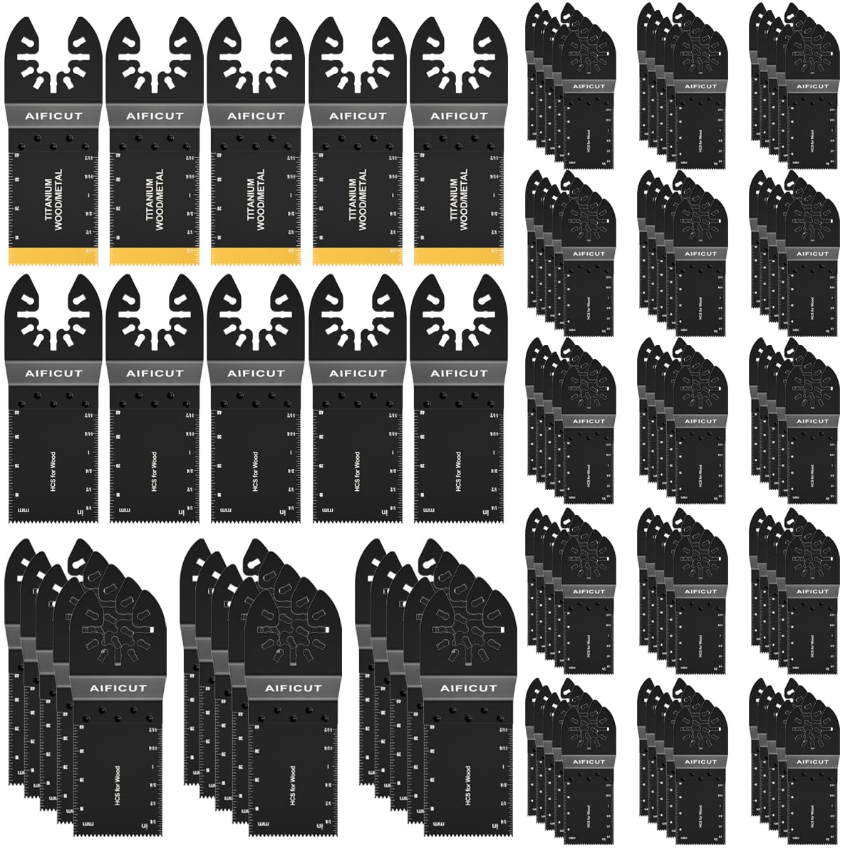 55 PCS Oscillating Saw Blades Quick Release Universal oscillating Tool Blades Wood Plastics and Metal Multitool Blade Kits for Wood fit Dewalt Rockwell Milwaukee Makita Ryobi