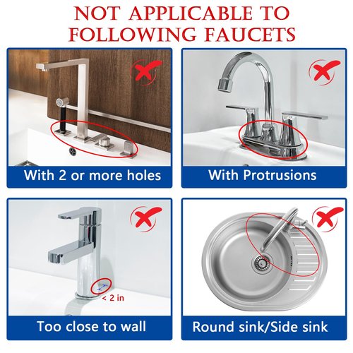 Meiliweser Silicone Faucet Mat for Kitchen Sink – Gen 2 Splash Guard with Upgraded Outlet & Slope – 18” x 5.1” Water Catcher & Sink Sponge Holder for Kitchen and Bathroom (Black)