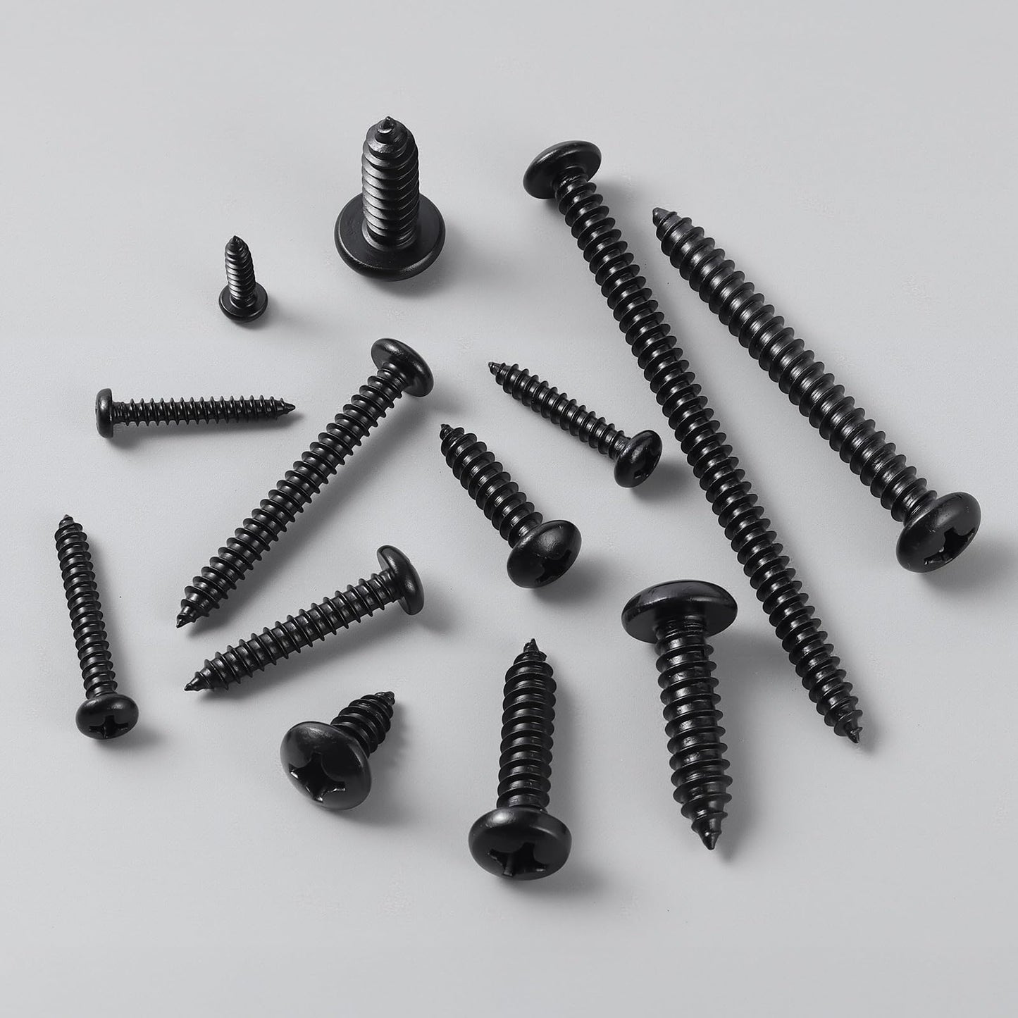 SVLING #10 x 3/4" Pan Head Wood Screws, 100PCS Pan Head Self Tapping Sheet Metal Screws, Black Oxide Stainless Steel 304 (18-8), Phillips Drive