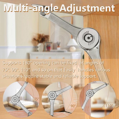 Heavy Duty Lid Stay Hinges Folding Box Lid Soft Close Support Hinge for Cabinets, Wardrobes, Toy Boxes, Wooden Boxes (Support 50 lbs，2 Pack)