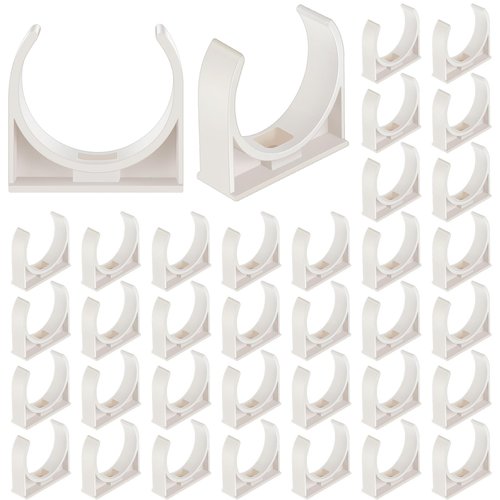 Chunful 50 Pack 1-1/2 Inch Pipe Clamps PVC Clips Pex Pipe Support Hangers Plastic U-Shaped Tubing Clamps for Tubing Hose Hanger Support, White