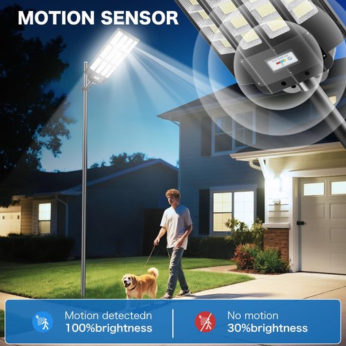 10000W Solar Street Lights Outdoor: Commercial Solar Parking Lot Lights with Motion Sensor and Remote Control, IP66 Waterproof, Wide Angle Dusk to Dawn Outdoor Lighting, Large Dimension, 2 Pack