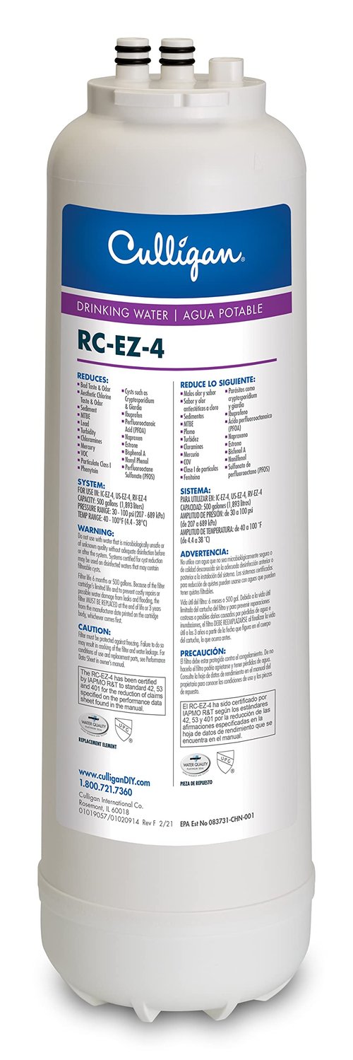 Culligan RC 4 EZ-Change Premium Water Filtration Replacement Cartridge, 500 Gallons, White