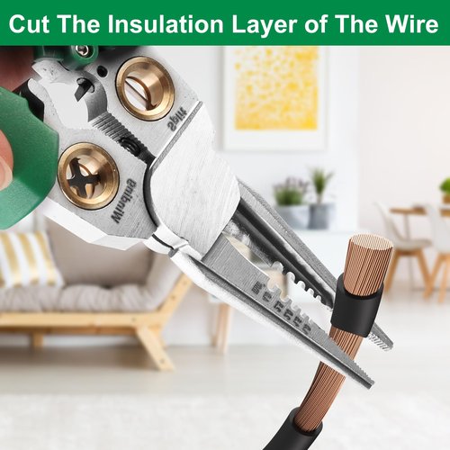 8 in 1 Wire Stripper with Voltage Tester, Wire Stripping Pliers for Cutting and Pulling, Electrician Pliers, Wire Crimper, Cable Stripper, Wiring Tools and Multi-function Hand Tool 1PC