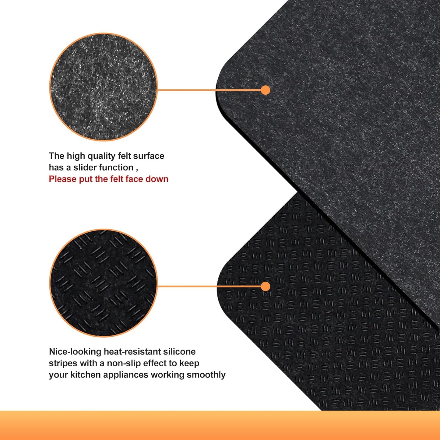 Heat Resistant Mat for Air Fryer With Sliding Function, 2 Pcs 12 * 14 in Pad Caddy Countertop Protector for Cosori, Ninja