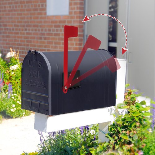 Merear Mailbox Flag Replacement Kit, Galvanized Steel Flag for Mailbox, Mailboxes Accessories, Two-Way Installation Methods for Wood, Wall, Metal, Stone, Mailbox