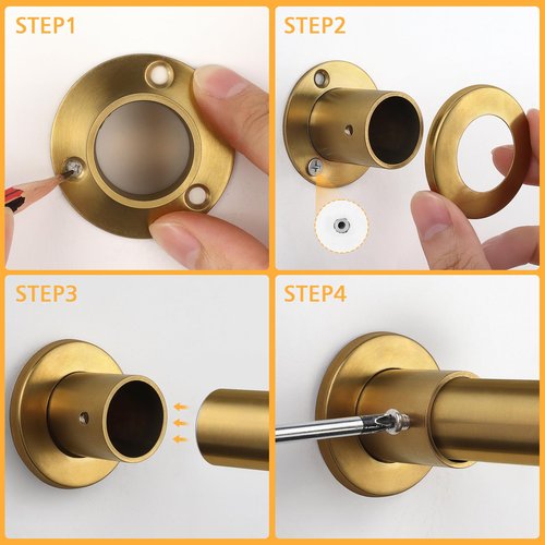 Closet Rods For Hanging Clothes, 17-28 Inch Adjustable Closet Rod, Stainless Steel Heavy Duty Closet Hanging Rod-Gold